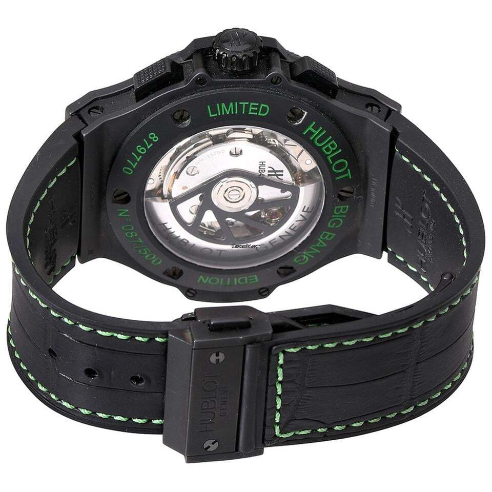 Hublot Big Bang 44 mm Automatic Men's Watch Ceramic Case With Leather Strap Authentic Luxury Timepiece