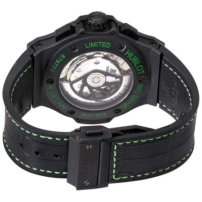 Hublot Big Bang 44 mm Automatic Men's Watch Ceramic Case With Leather Strap Authentic Luxury Timepiece