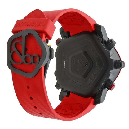 Jacob & Co. Five Time Zone Quartz Men's Watch Steel Case With Rubber Strap Authentic Luxury Timepiece