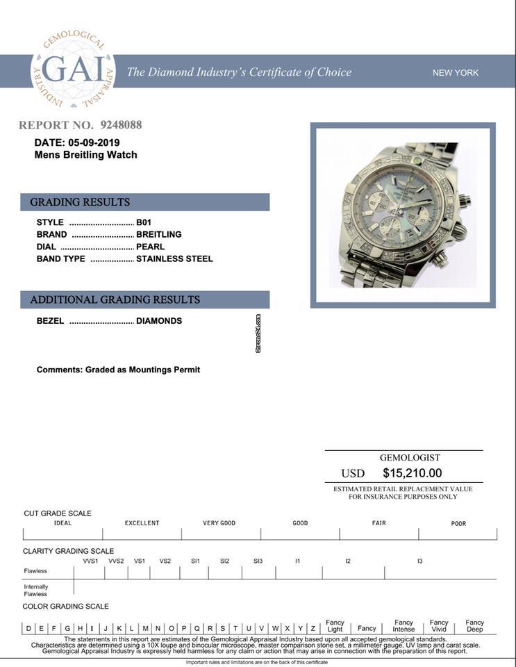 Breitling Chronomat Automatic Men's Watch With Steel Case and Strap Authentic Luxury Timepiece