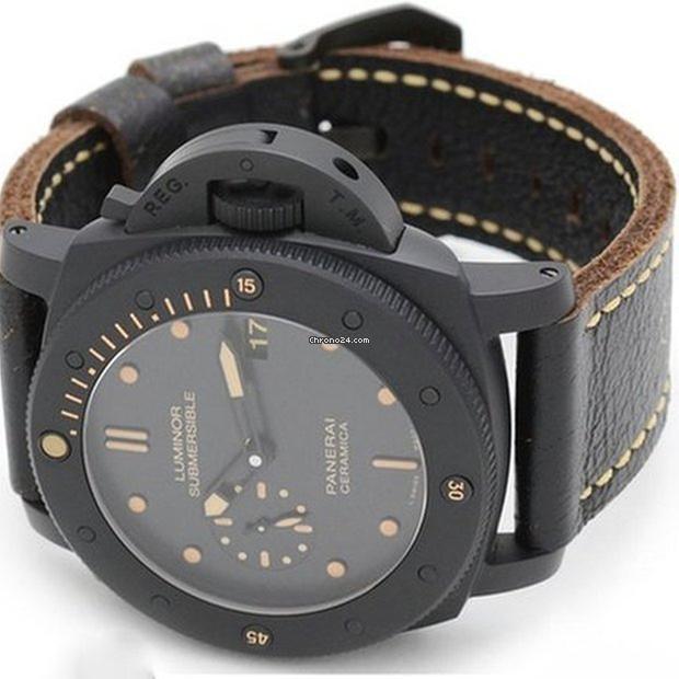 Panerai Luminor Submersible Automatic Men's Watch Ceramic Case With Leather Strap Authentic Luxury Timepiece
