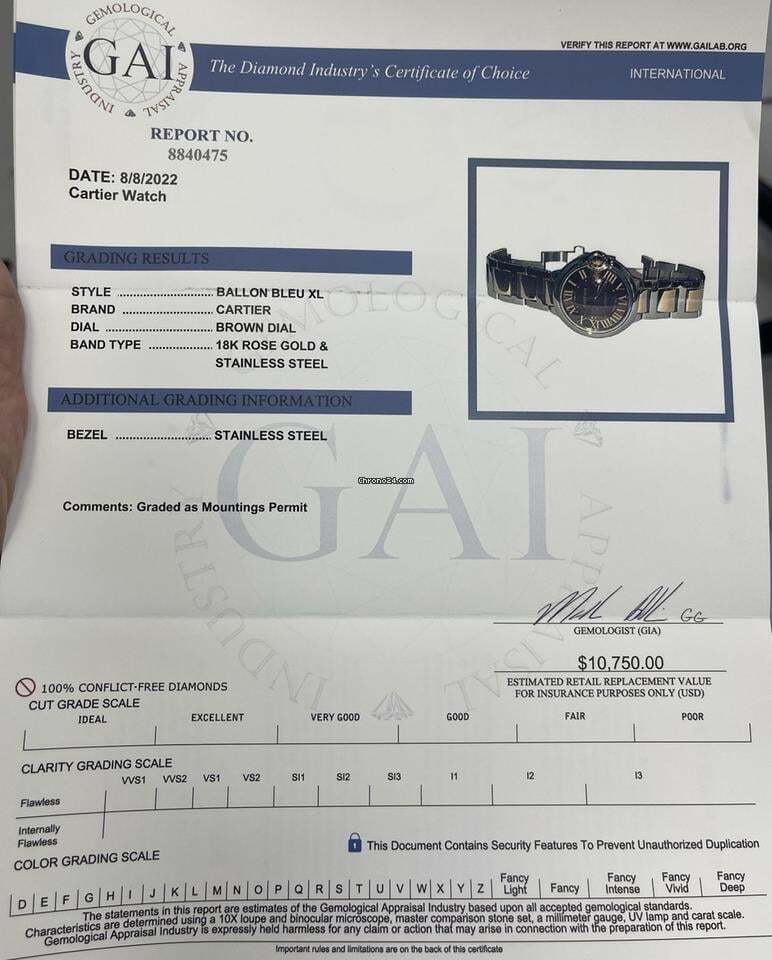 Cartier Ballon Bleu 42mm Automatic Men's Watch Steel Case With Gold/Steel Strap Authentic Luxury Timepiece