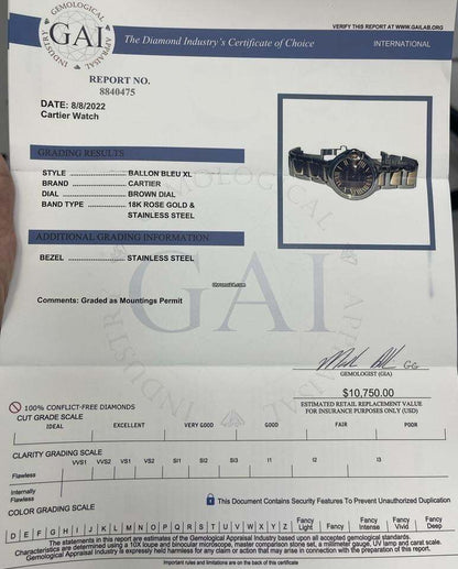 Cartier Ballon Bleu 42mm Automatic Men's Watch Steel Case With Gold/Steel Strap Authentic Luxury Timepiece