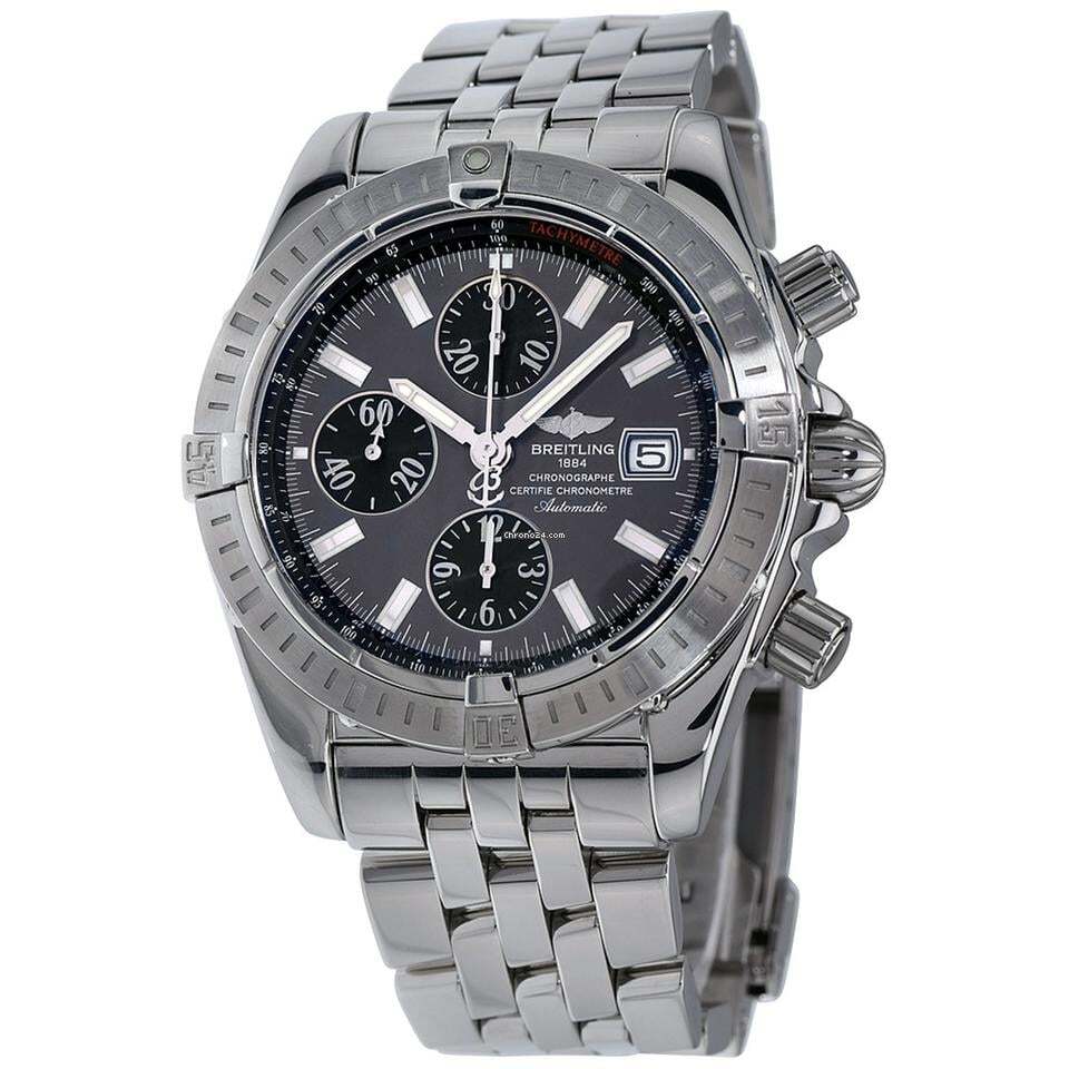 Breitling Chronomat Evolution Automatic Men's Watch With Steel Case and Strap Authentic Luxury Timepiece