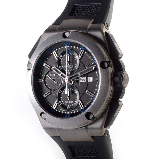 IWC Ingenieur Double Chronograph Titanium Automatic Men's Watch Titanium Case With Rubber Strap Authentic Luxury Timepiece