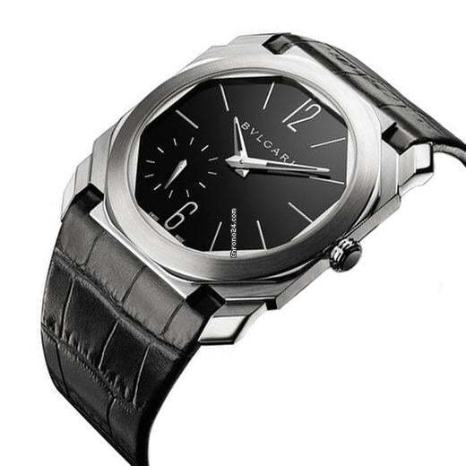Bulgari Octo Manual winding Men's Watch Platinum Case With Crocodile skin Strap Authentic Luxury Timepiece