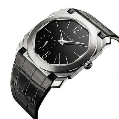 Bulgari Octo Manual winding Men's Watch Platinum Case With Crocodile skin Strap Authentic Luxury Timepiece