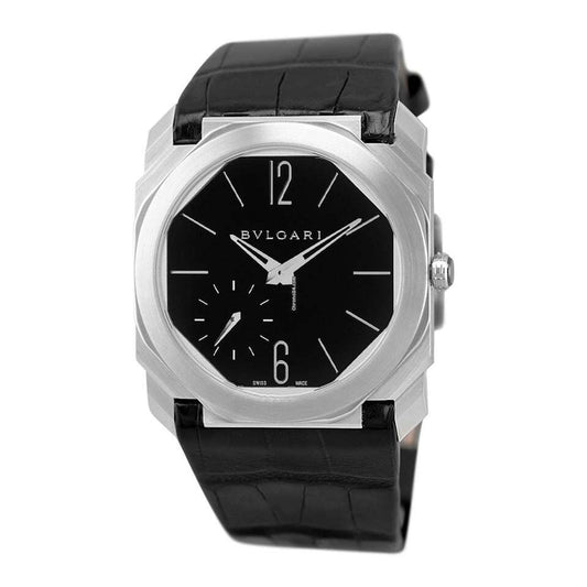 Bulgari Octo Manual winding Men's Watch Platinum Case With Crocodile skin Strap Authentic Luxury Timepiece