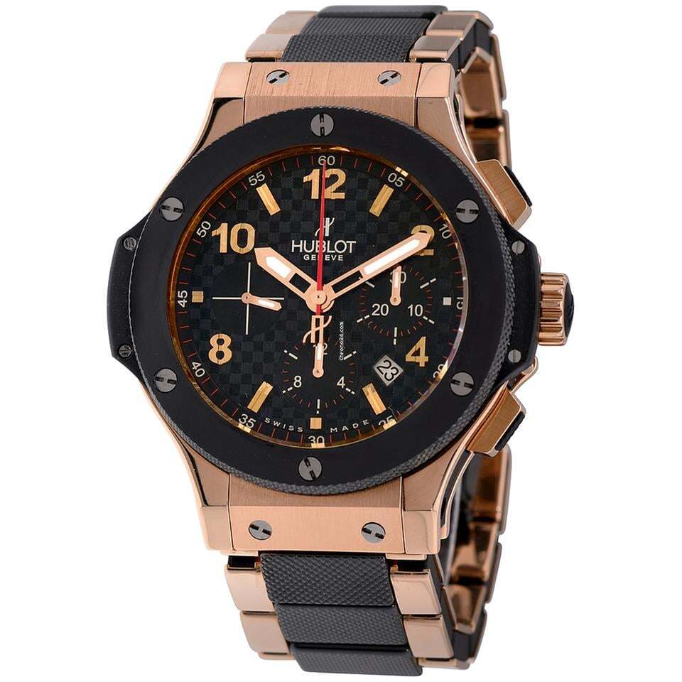 Hublot Big Bang 44 mm Automatic Men's Watch With Rose Gold Case and Strap Authentic Luxury Timepiece