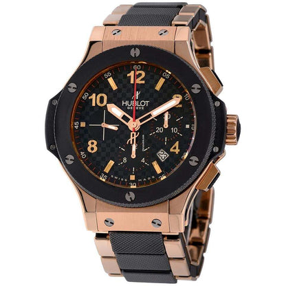 Hublot Big Bang 44 mm Automatic Men's Watch With Rose Gold Case and Strap Authentic Luxury Timepiece