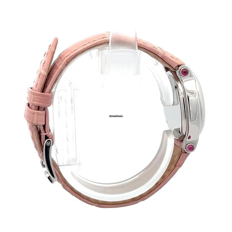 Chopard Happy Sport Quartz Women's Watch Steel Case With Leather Strap Authentic Luxury Timepiece