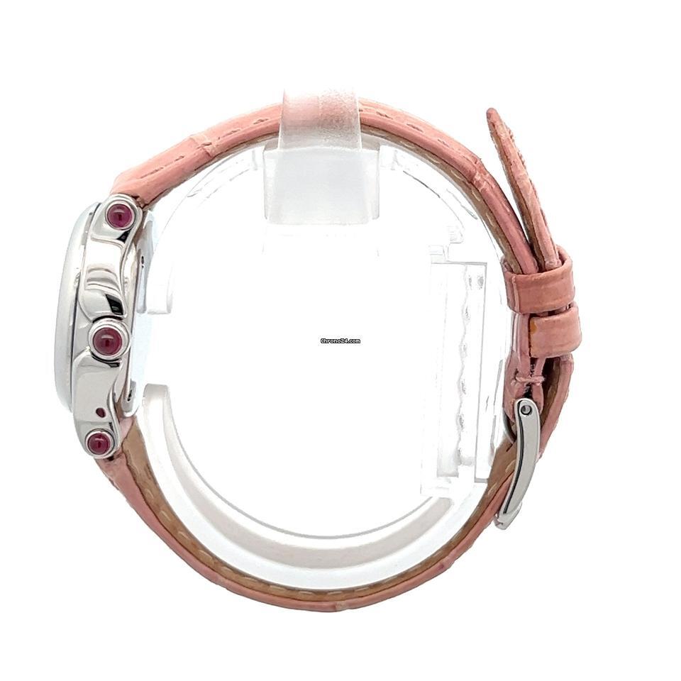 Chopard Happy Sport Quartz Women's Watch Steel Case With Leather Strap Authentic Luxury Timepiece