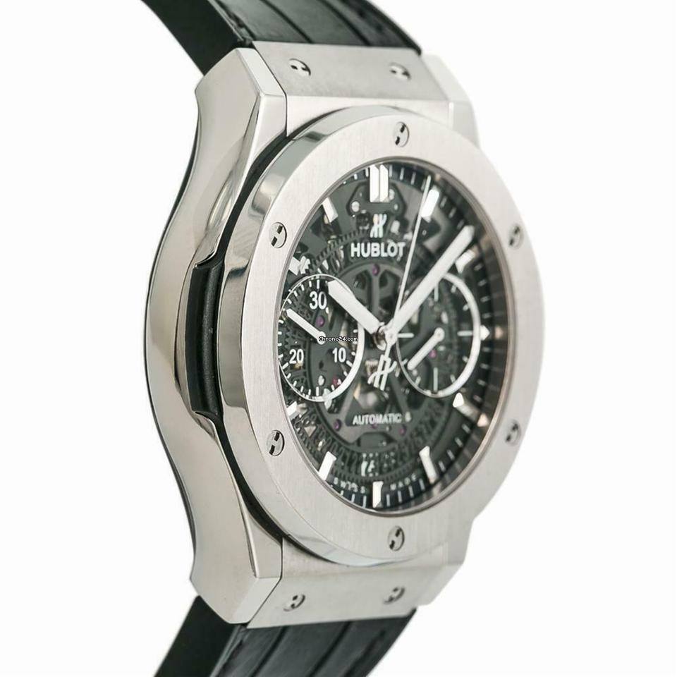 Hublot Classic Fusion Aerofusion Automatic Men's Watch Titanium Case With Crocodile skin Strap Authentic Luxury Timepiece