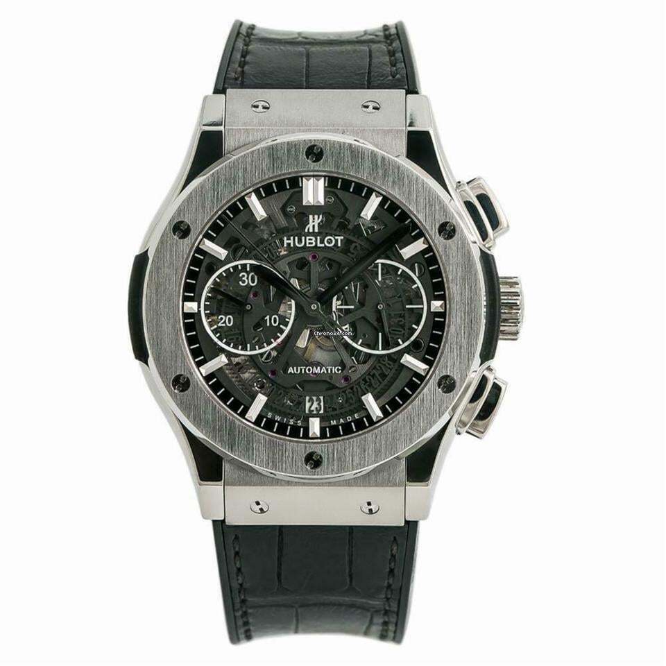 Hublot Classic Fusion Aerofusion Automatic Men's Watch Titanium Case With Crocodile skin Strap Authentic Luxury Timepiece