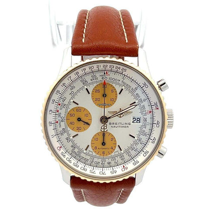 Breitling Navitimer Automatic Men's Watch Steel Case With Leather Strap Authentic Luxury Timepiece