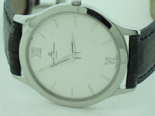 Baume & Mercier Classima Quartz Men's Watch Steel Case With Leather Strap Authentic Luxury Timepiece