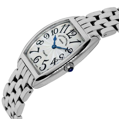 Franck Muller Cintrée Curvex Quartz Women's Watch With Steel Case and Strap Authentic Luxury Timepiece