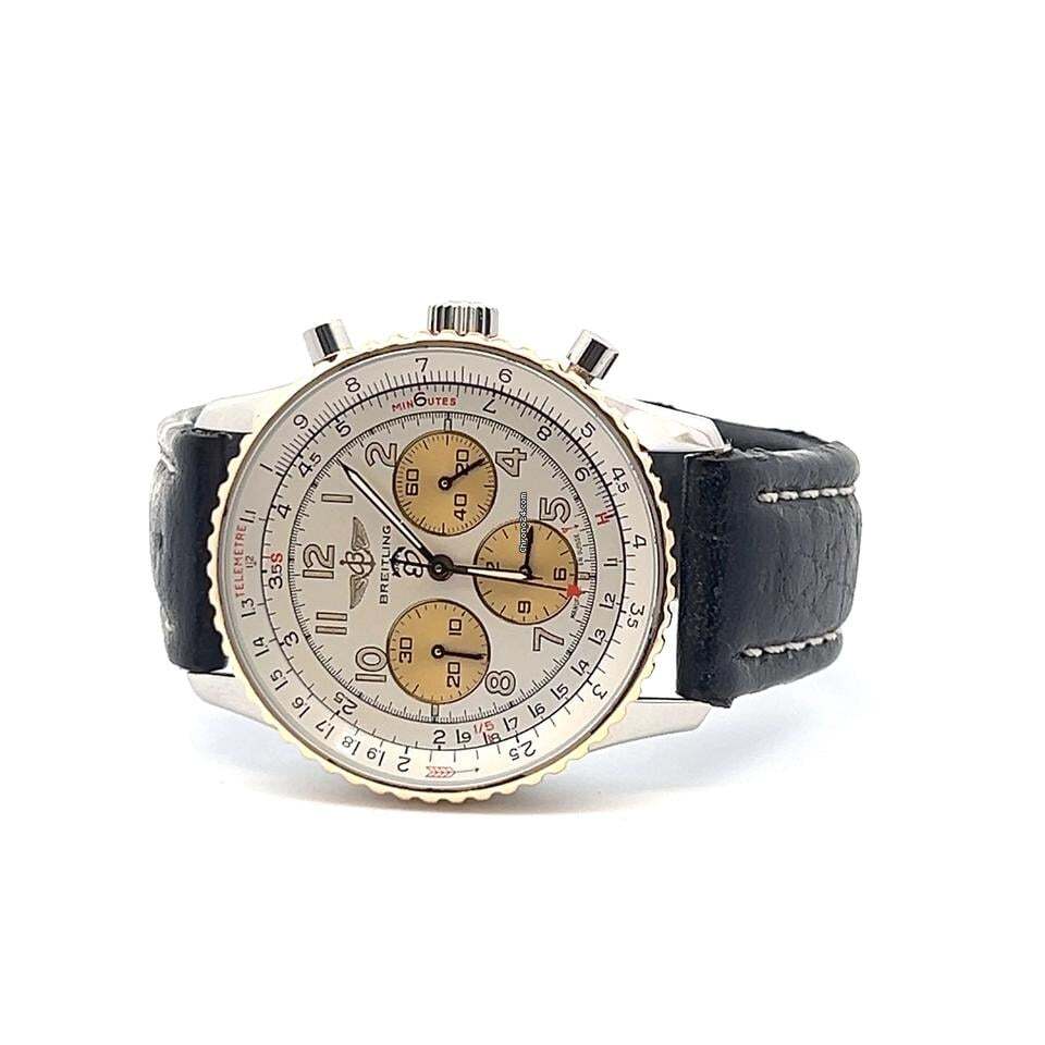 Breitling Navitimer Automatic Men's Watch Steel Case With Leather Strap Authentic Luxury Timepiece