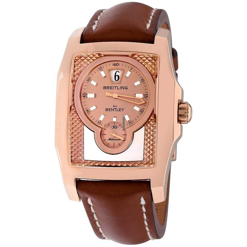 Breitling Bentley Flying B Automatic Men's Watch Rose Gold Case With Leather Strap Authentic Luxury Timepiece