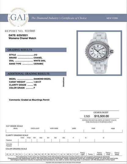 Chanel J12 Quartz Women's Watch With Ceramic Case and Strap Authentic Luxury Timepiece