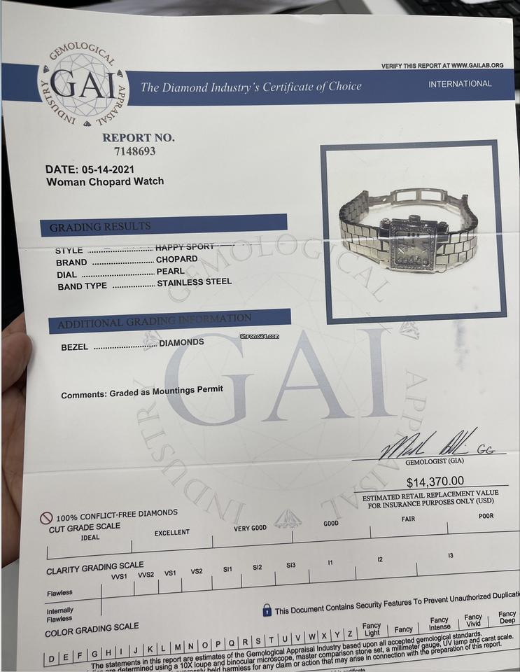 Chopard Happy Sport Quartz Women's Watch With Steel Case and Strap Authentic Luxury Timepiece