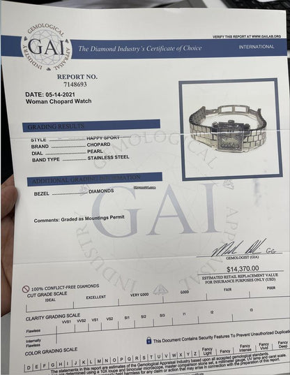 Chopard Happy Sport Quartz Women's Watch With Steel Case and Strap Authentic Luxury Timepiece