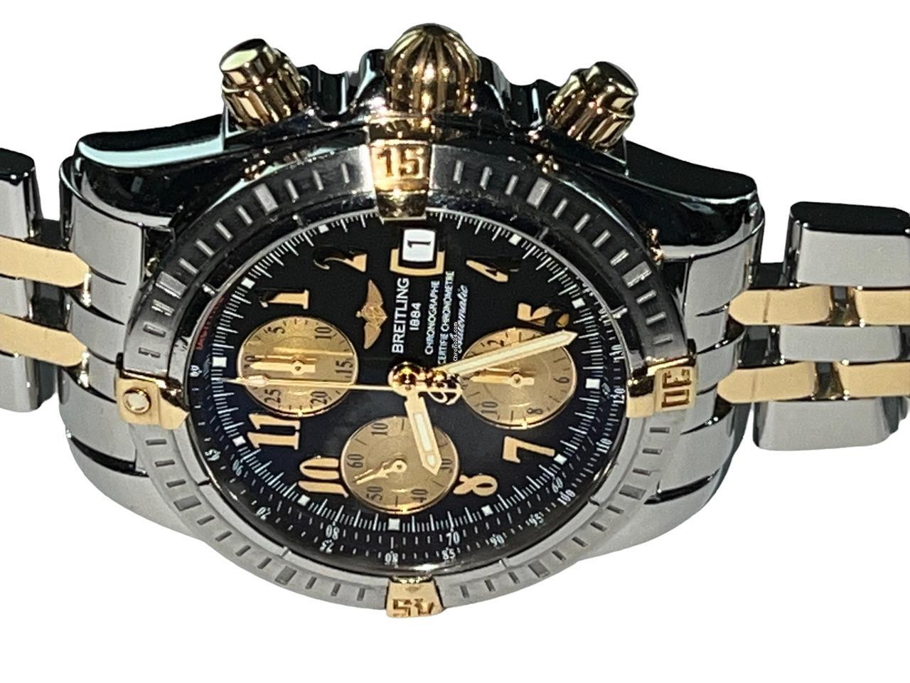 Breitling Chronomat Evolution Automatic Men's Watch Steel Case With Gold/Steel Strap Authentic Luxury Timepiece