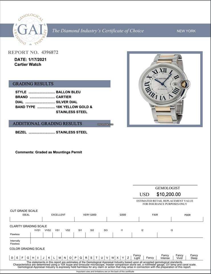 Cartier Ballon Bleu 42mm Automatic Men's Watch Gold/Steel Case With Gold/Steel Strap Authentic Luxury Timepiece