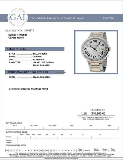 Cartier Ballon Bleu 42mm Automatic Men's Watch Gold/Steel Case With Gold/Steel Strap Authentic Luxury Timepiece