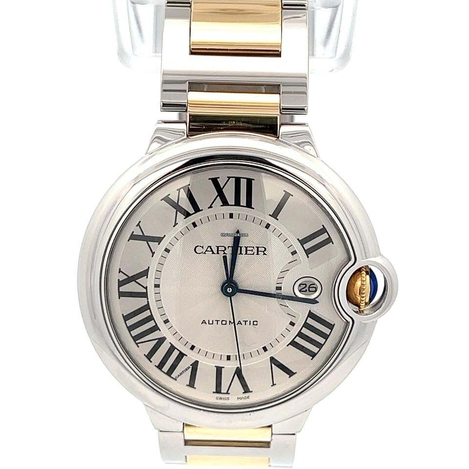 Cartier Ballon Bleu 42mm Automatic Men's Watch Gold/Steel Case With Gold/Steel Strap Authentic Luxury Timepiece