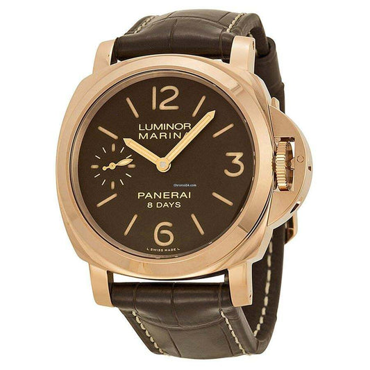 Panerai Luminor Marina 8 Days Manual winding Men's Watch Rose Gold Case With Leather Strap Authentic Luxury Timepiece
