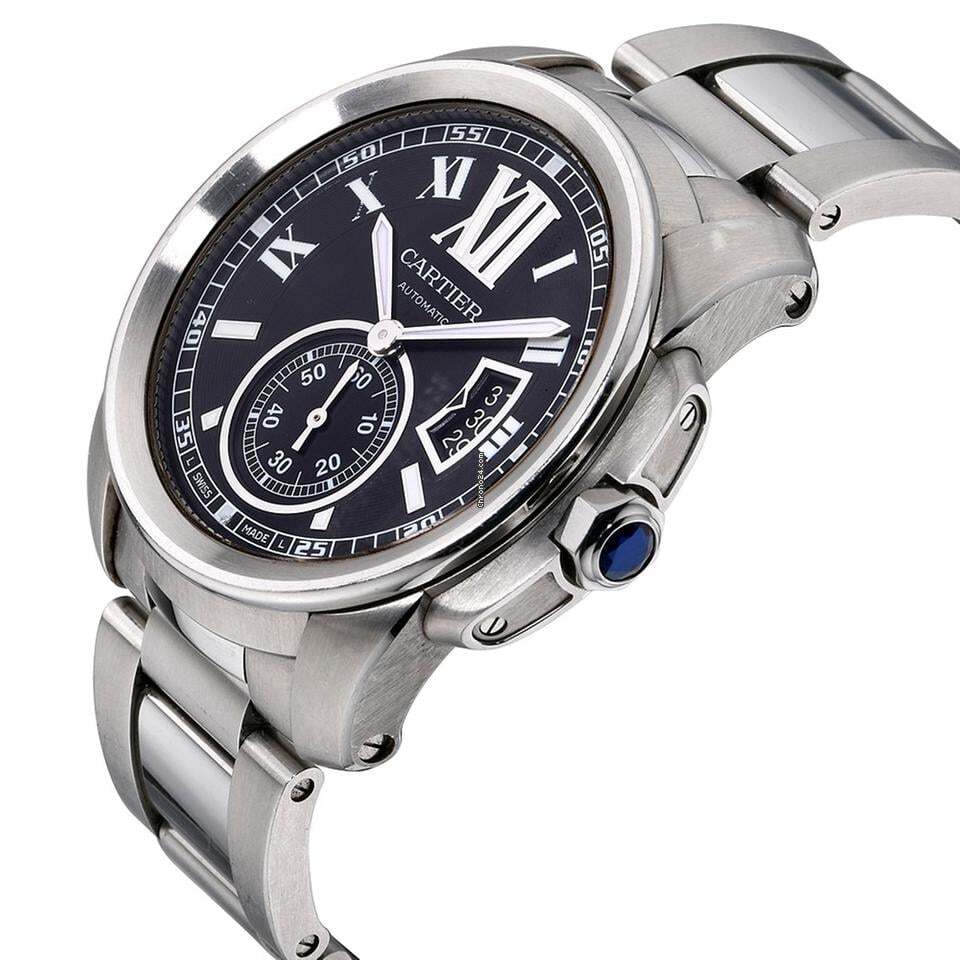 Cartier Calibre de Cartier Automatic Men's Watch With Steel Case and Strap Authentic Luxury Timepiece