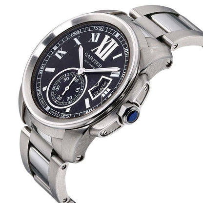 Cartier Calibre de Cartier Automatic Men's Watch With Steel Case and Strap Authentic Luxury Timepiece