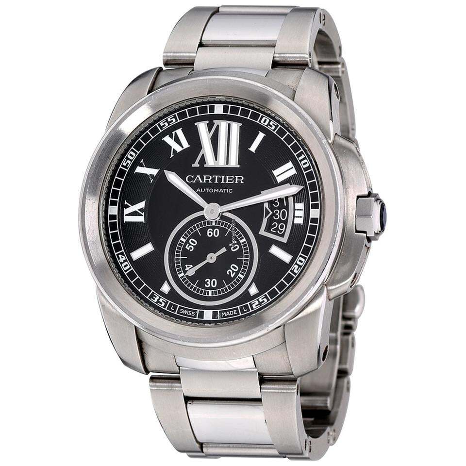 Cartier Calibre de Cartier Automatic Men's Watch With Steel Case and Strap Authentic Luxury Timepiece