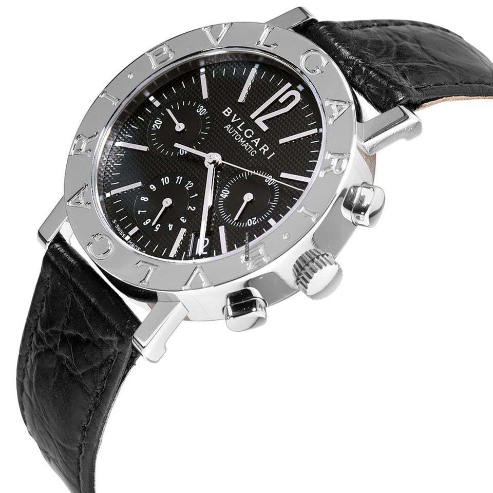 Bulgari Bulgari Automatic Men's Watch Steel Case With Leather Strap Authentic Luxury Timepiece