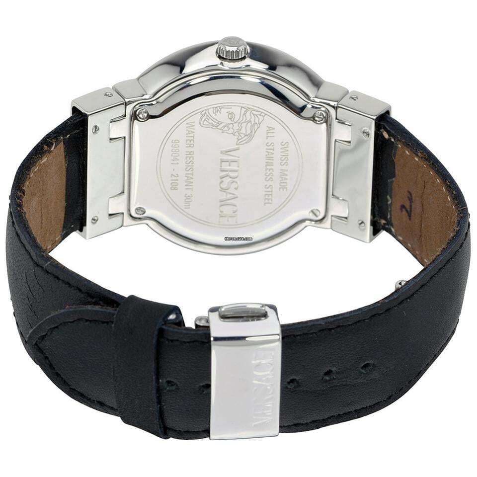 Versace Quartz Men's Watch Steel Case With Leather Strap Authentic Luxury Timepiece