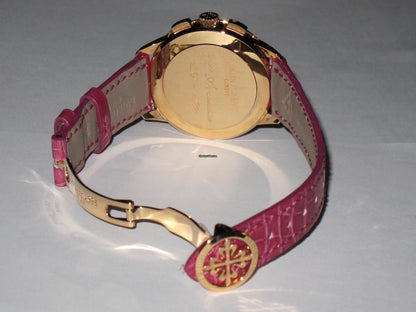 Patek Philippe Chronograph Automatic Women's Watch Rose Gold Case With Leather Strap Authentic Luxury Timepiece