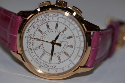 Patek Philippe Chronograph Automatic Women's Watch Rose Gold Case With Leather Strap Authentic Luxury Timepiece