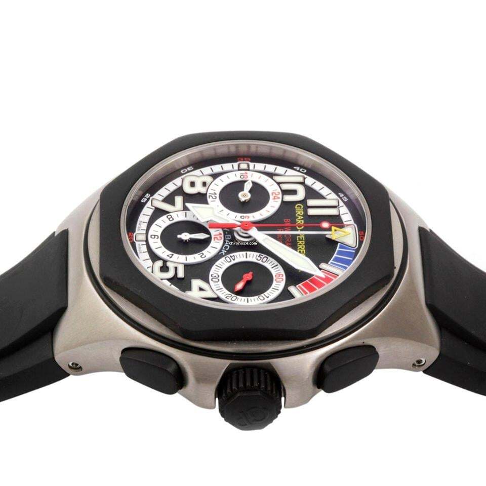 Girard Perregaux Laureato Automatic Men's Watch Titanium Case With Rubber Strap Authentic Luxury Timepiece