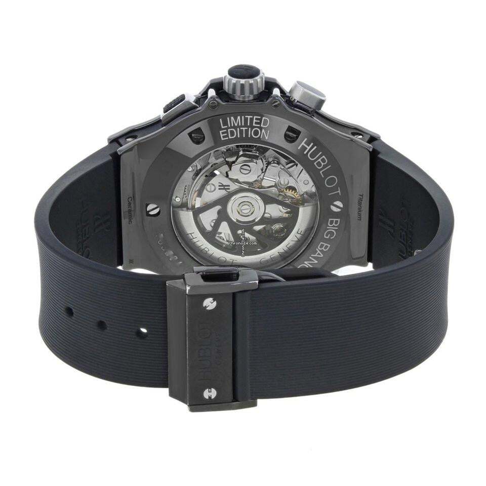 Hublot Big Bang 44 mm Automatic Men's Watch Ceramic Case With Rubber Strap Authentic Luxury Timepiece