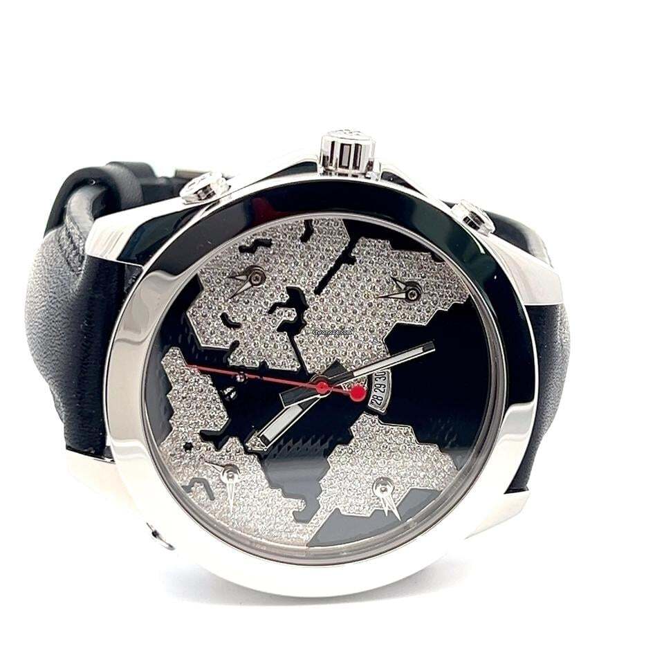 Jacob & Co. Quartz Men's Watch Steel Case With Leather Strap Authentic Luxury Timepiece