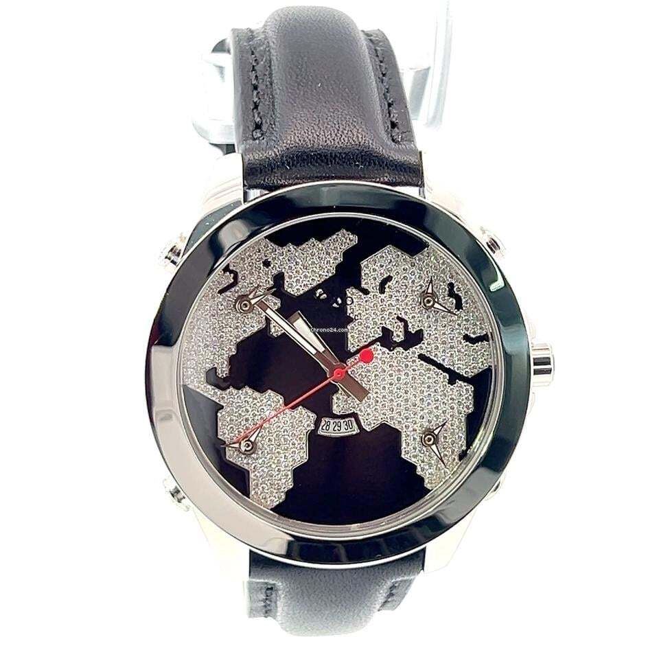 Jacob & Co. Quartz Men's Watch Steel Case With Leather Strap Authentic Luxury Timepiece