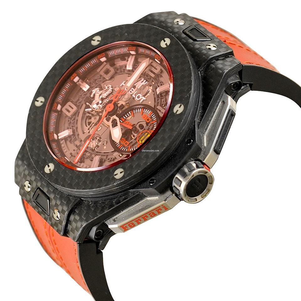 Hublot Big Bang Ferrari Automatic Men's Watch Carbon Case With Leather Strap Authentic Luxury Timepiece