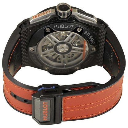 Hublot Big Bang Ferrari Automatic Men's Watch Carbon Case With Leather Strap Authentic Luxury Timepiece