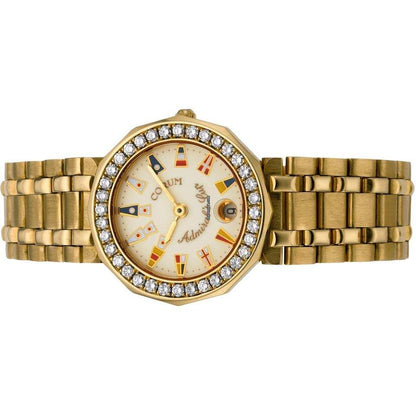 Corum Admiral's Cup Quartz Women's Watch With Yellow Gold Case and Strap Authentic Luxury Timepiece