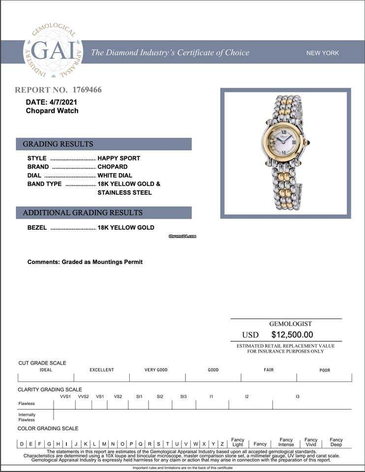 Chopard Happy Sport Quartz Women's Watch Steel Case With Gold/Steel Strap Authentic Luxury Timepiece