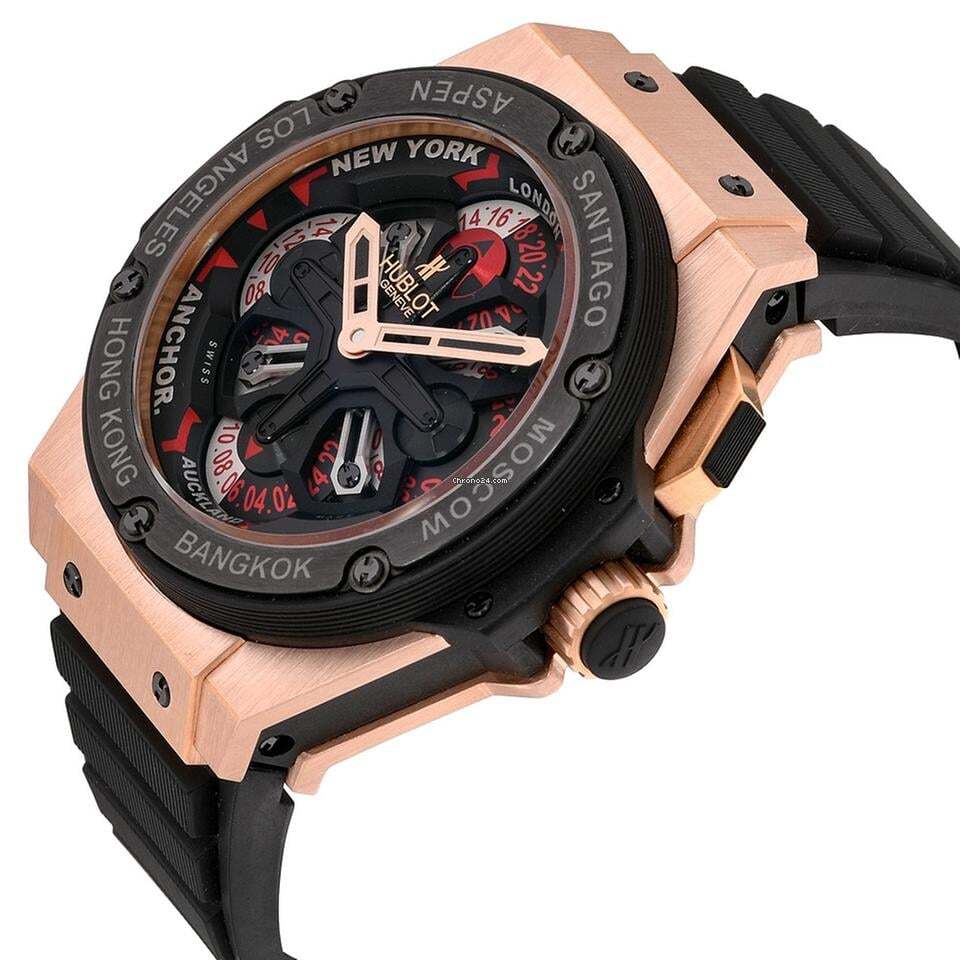 Hublot King Power Automatic Men's Watch Rose Gold Case With Rubber Strap Authentic Luxury Timepiece