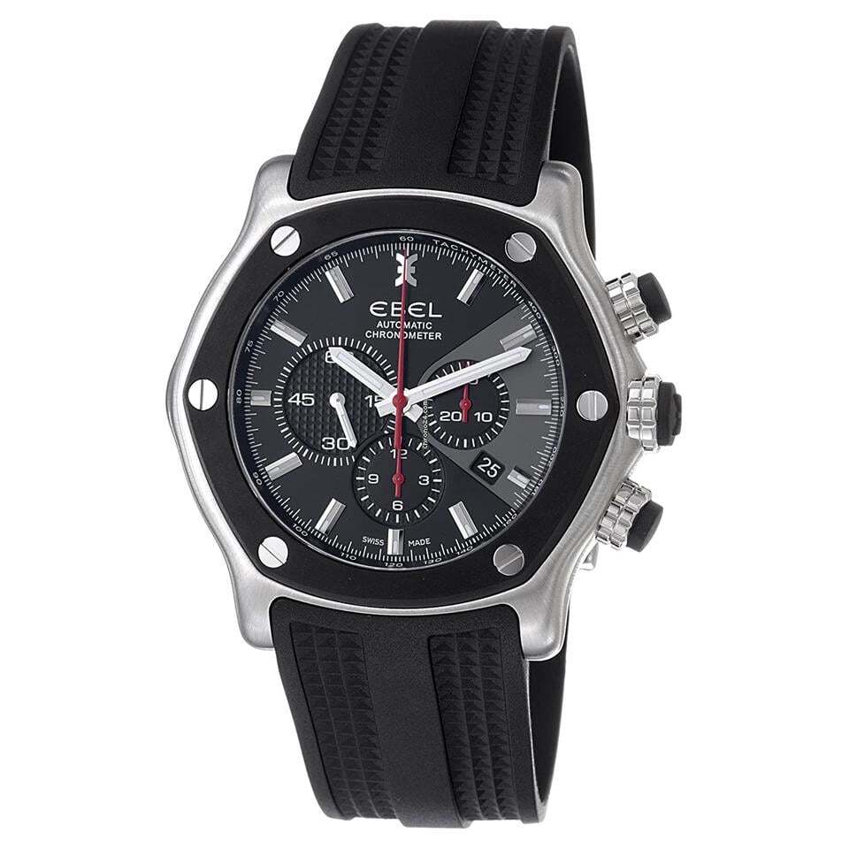 Ebel 1911 Tekton Automatic Men's Watch Steel Case With Rubber Strap Authentic Luxury Timepiece