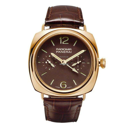 Panerai Manual winding Men's Watch Rose Gold Case With Leather Strap Authentic Luxury Timepiece