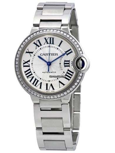Cartier Ballon Bleu 36mm Automatic Women's Watch With Steel Case and Strap Authentic Luxury Timepiece